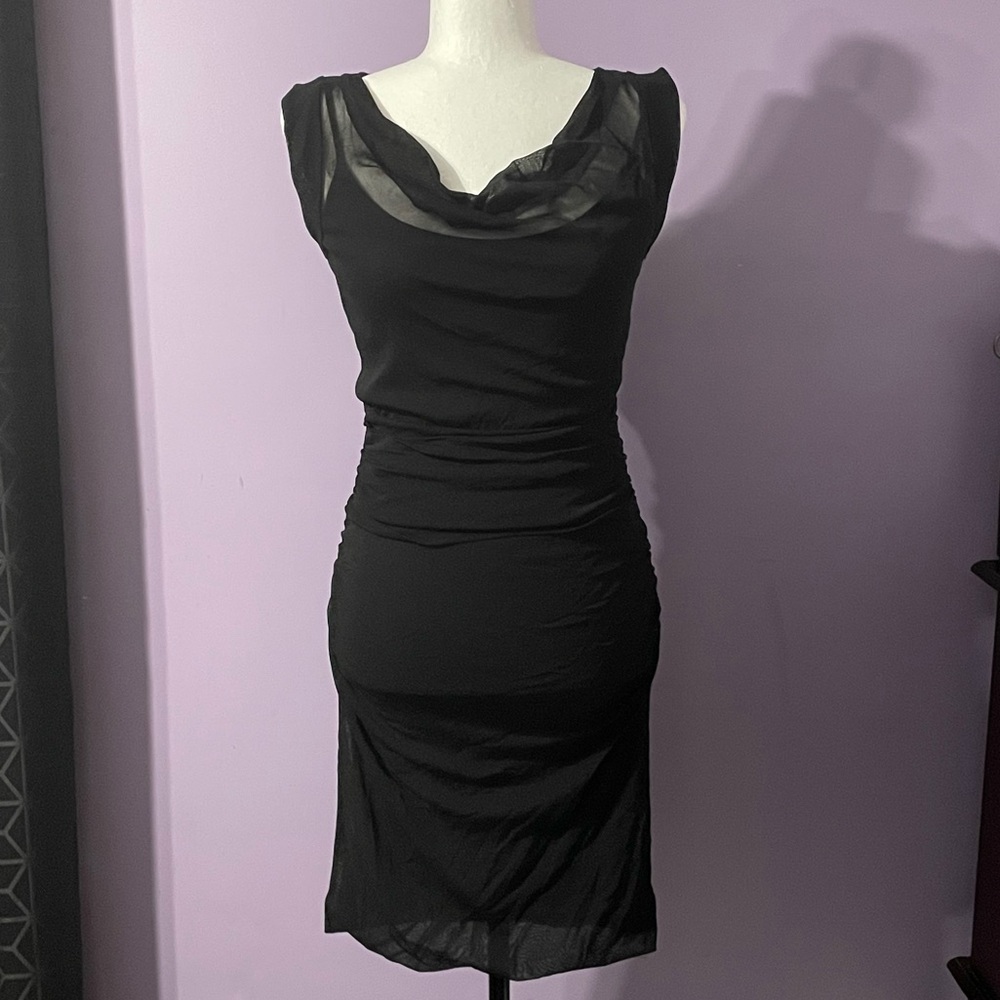 Mexx Metropolitan Black with SheerElements BodyCon dress Size S